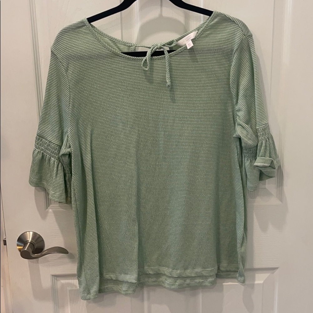 Size XL light green striped blouse Lauren Conrad